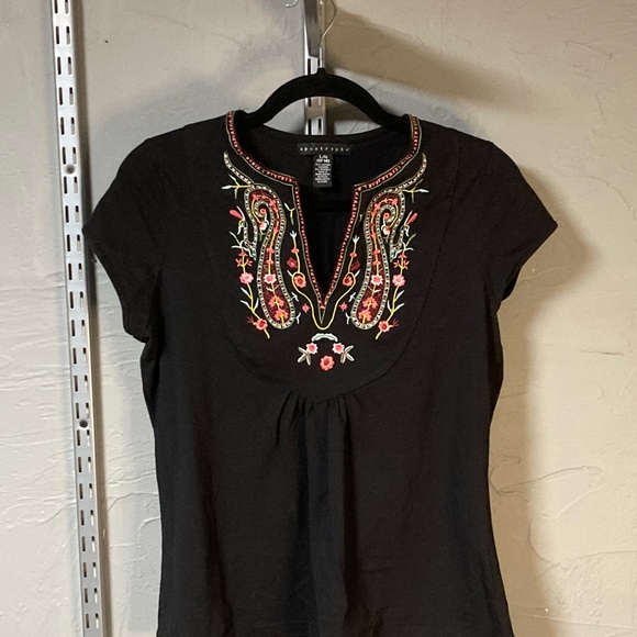 Apostrophe Tops - Apostrophe Black Fitted Embellished Blouse